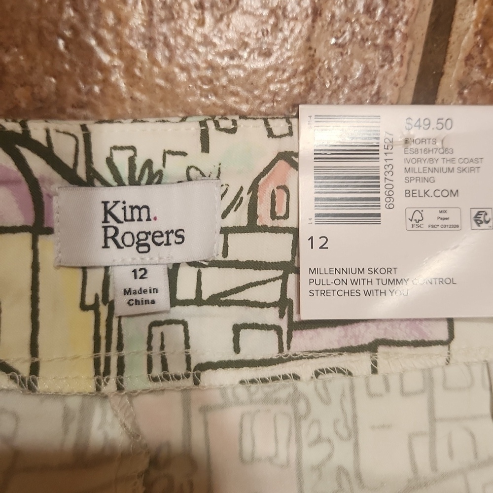 Kim Rogers Pastel Cityscape Mini Skirt Skort Womens Size 12 NWT - Picture 3 of 7